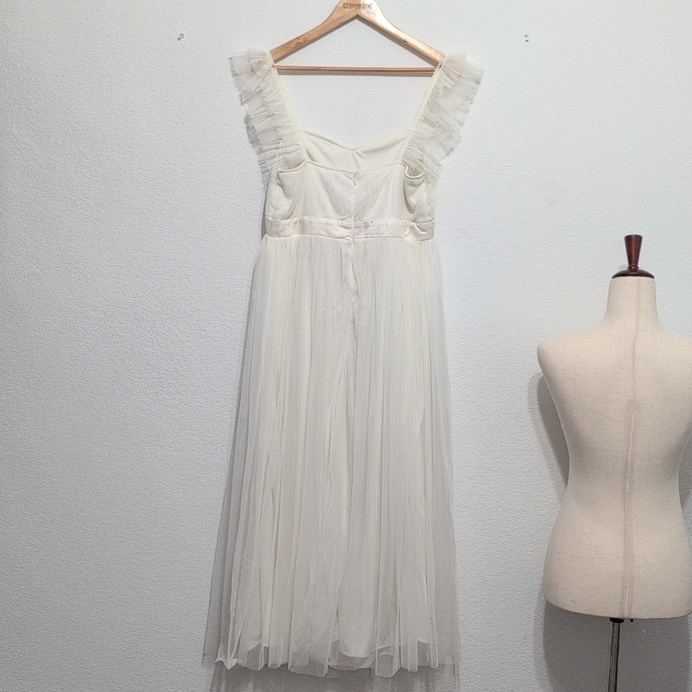 Anaya With Love Maternity Maxi Dress Women 8 White Good‎ Ruffle Tulle Bridal - Picture 5 of 15